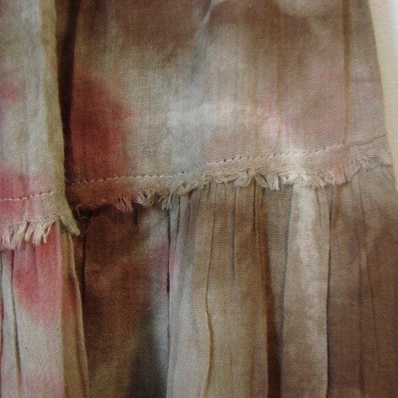 Maxi Skirt Boho Festival Prairie Western Cowgirl Tie Dye Brown Rust Fray Medium - Picture 12 of 15